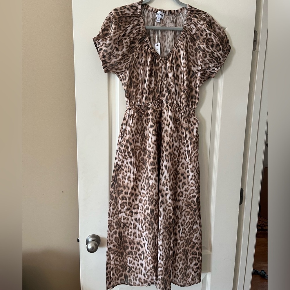 Steve Madden Designer Brown Animal Print Dress Cotton Women’s Size XS
